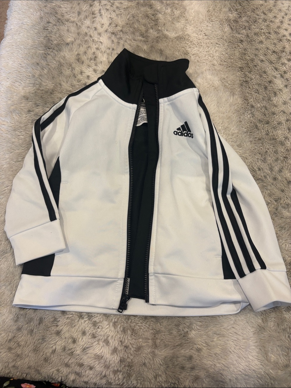 adidas Kids White & Black Zip-Up Track Jacket